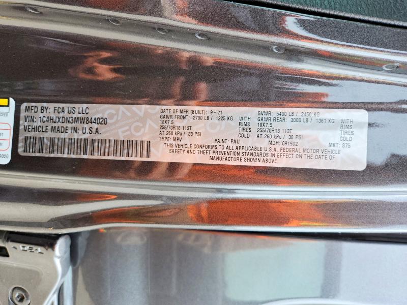 Aukcja sprzedaży 2021 Jeep Wrangler Unlimited, vin: 1C4HJXDN3MW844020, numer aukcji: 51560496