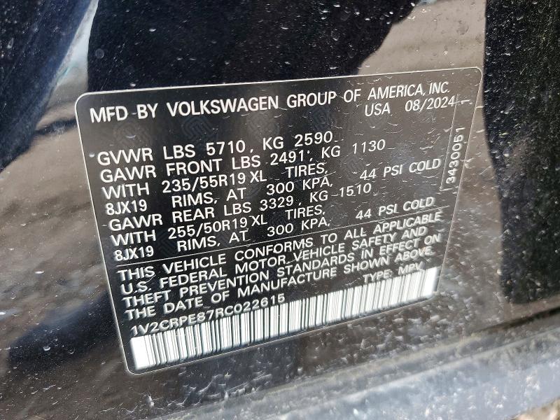 49376686 :رقم المزاد ، 1V2CRPE87RC022615 vin ، 2024 Volkswagen Id.4 مزاد بيع