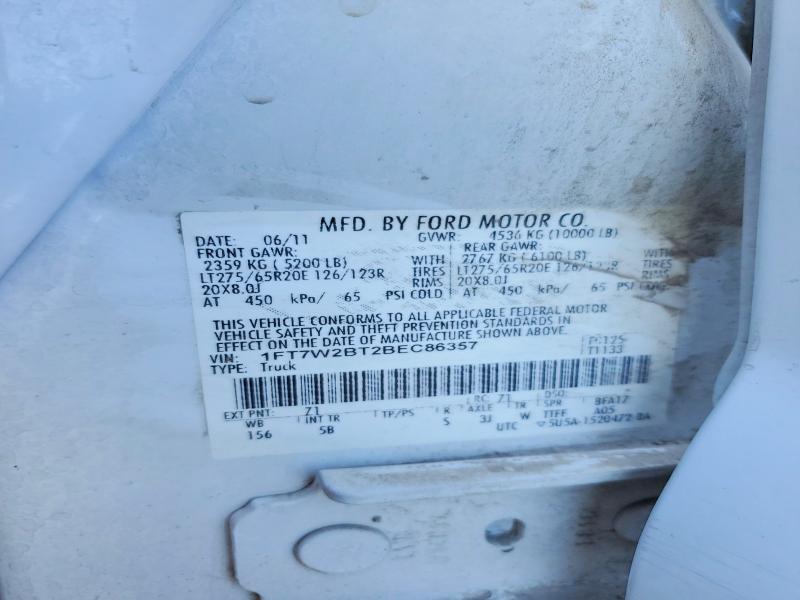 2011 Ford F250 მანქანა იყიდება აუქციონზე, vin: 1FT7W2BT2BEC86357, აუქციონის ნომერი: 49180306