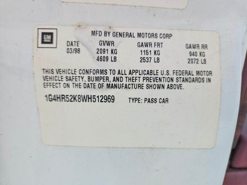 1998 Buick Lesabre მანქანა იყიდება აუქციონზე, vin: 1G4HR52K8WH512969, აუქციონის ნომერი: 48510306