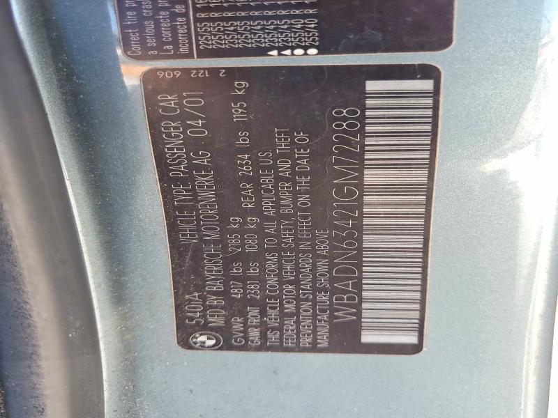 Продаж на аукціоні авто 2001 Bmw 540, vin: WBADN63421GM72288, номер лоту: 51425476