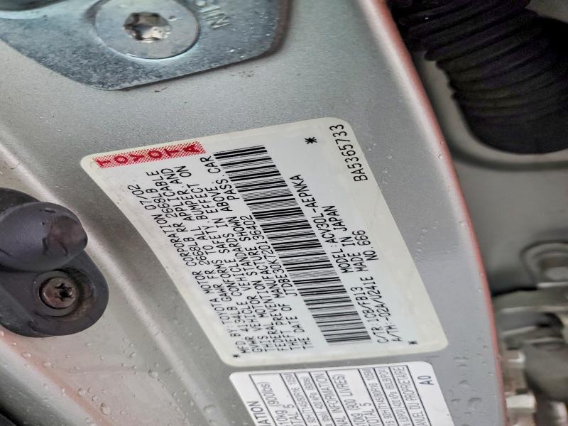 Aukcja sprzedaży 2002 Toyota Camry, vin: JTDBE30K720136402, numer aukcji: 45965646