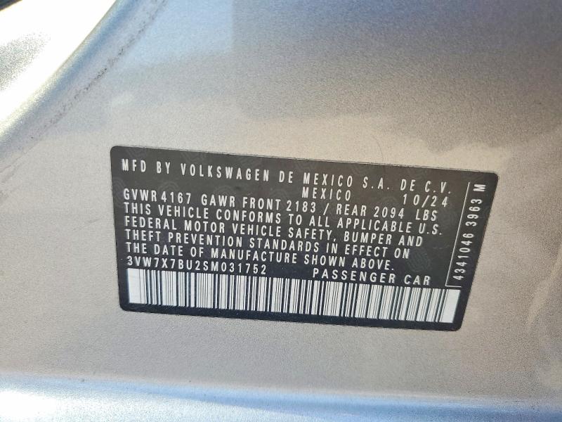 Aukcja sprzedaży 2025 Volkswagen Jetta, vin: 3VW7X7BU2SM031752, numer aukcji: 51190796