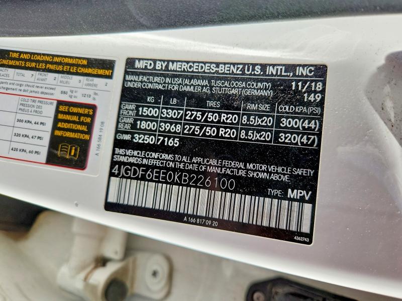Продажа на аукционе авто 2019 Mercedes-benz Gls, vin: 4JGDF6EE0KB226100, номер лота: 50218996