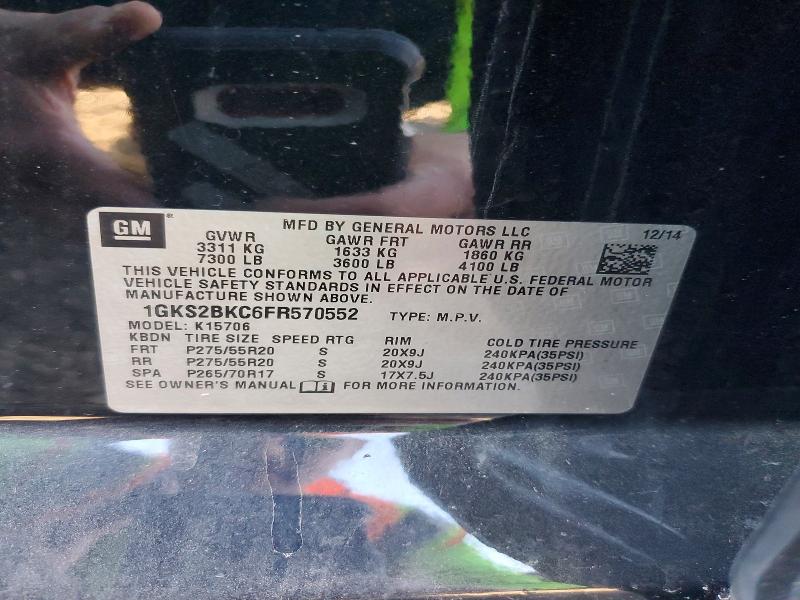 Продажа на аукционе авто 2015 Gmc Yukon, vin: 1GKS2BKC6FR570552, номер лота: 49158686