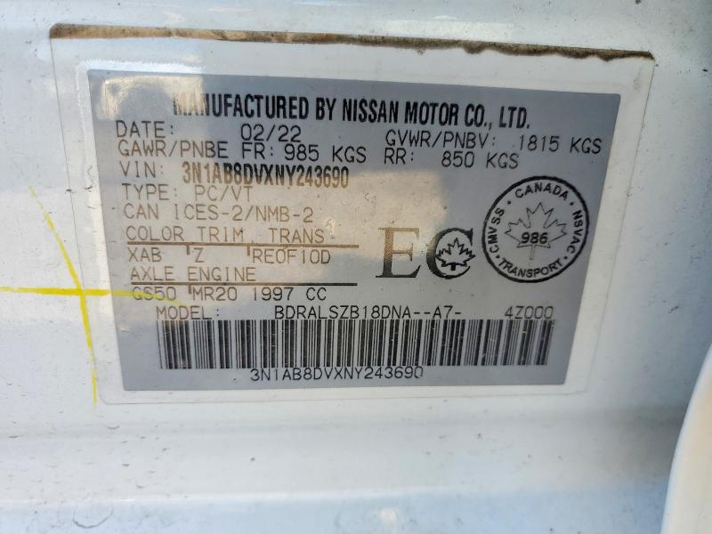 Продаж на аукціоні авто 2022 Nissan Sentra, vin: 3N1AB8DVXNY243690, номер лоту: 48604816