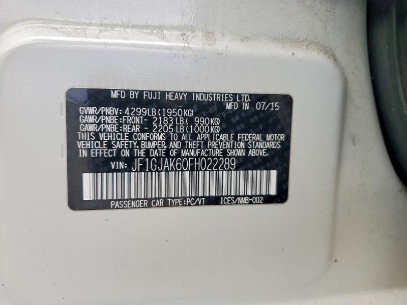 Продаж на аукціоні авто 2015 Subaru Impreza, vin: JF1GJAK60FH022289, номер лоту: 50713526