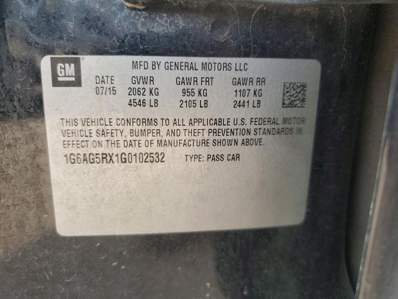 2016 Cadillac Ats მანქანა იყიდება აუქციონზე, vin: 1G6AG5RX1G0102532, აუქციონის ნომერი: 48671416