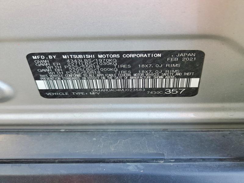 48928356 :رقم المزاد ، JA4ARUAU4MU023583 vin ، 2021 Mitsubishi Outlander Sport مزاد بيع