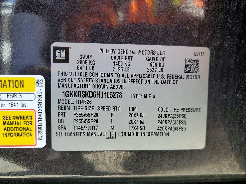 Aukcja sprzedaży 2017 Gmc Acadia Limited, vin: 1GKKRSKD6HJ165278, numer aukcji: 48997496