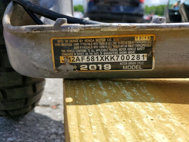 Продаж на аукціоні авто 2019 Hond Other, vin: JH2AF581XKK700281, номер лоту: 51761076