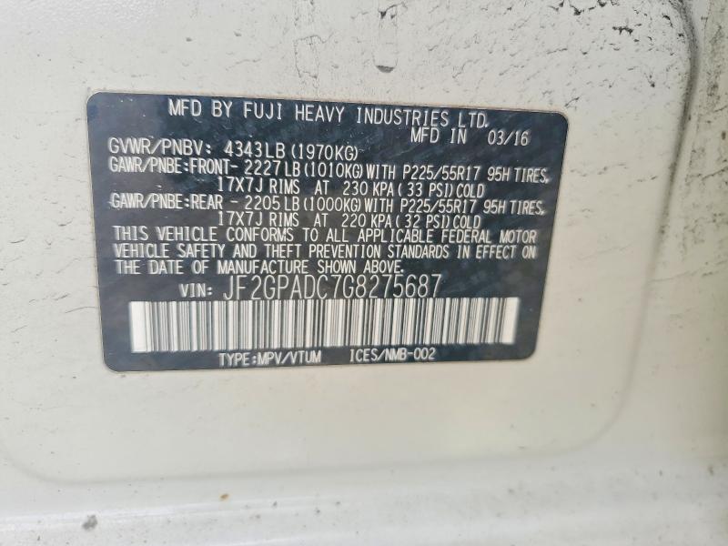 48531486 :رقم المزاد ، JF2GPADC7G8275687 vin ، 2016 Subaru Crosstrek مزاد بيع