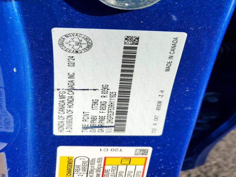 Aukcja sprzedaży 2024 Honda Civic, vin: 2HGFE2F53RH111825, numer aukcji: 48826636