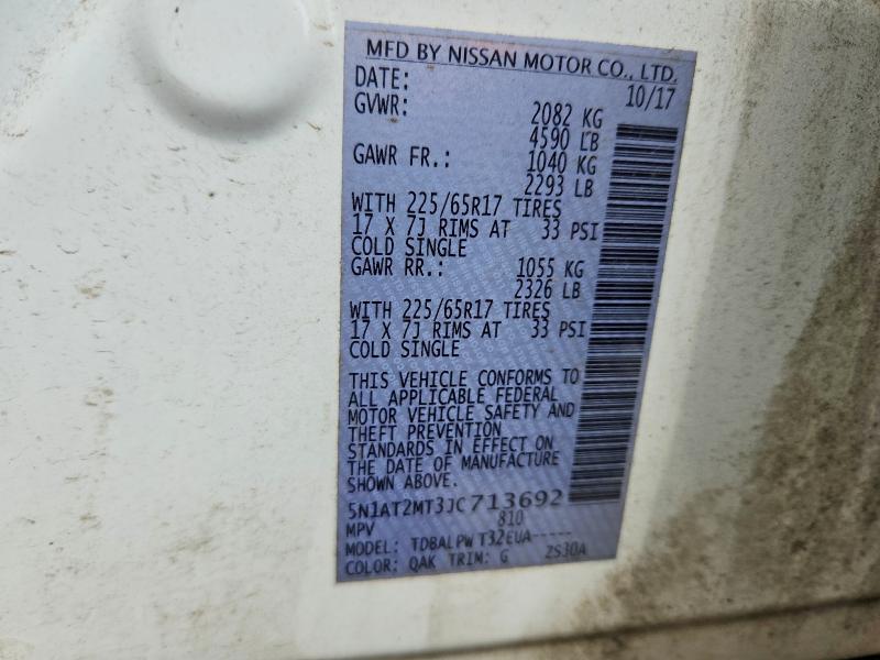 Продаж на аукціоні авто 2018 Nissan Rogue, vin: 5N1AT2MT3JC713692, номер лоту: 49836066