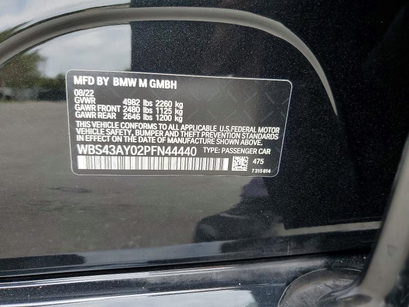 Продаж на аукціоні авто 2023 Bmw M3, vin: WBS43AY02PFN44440, номер лоту: 49901706