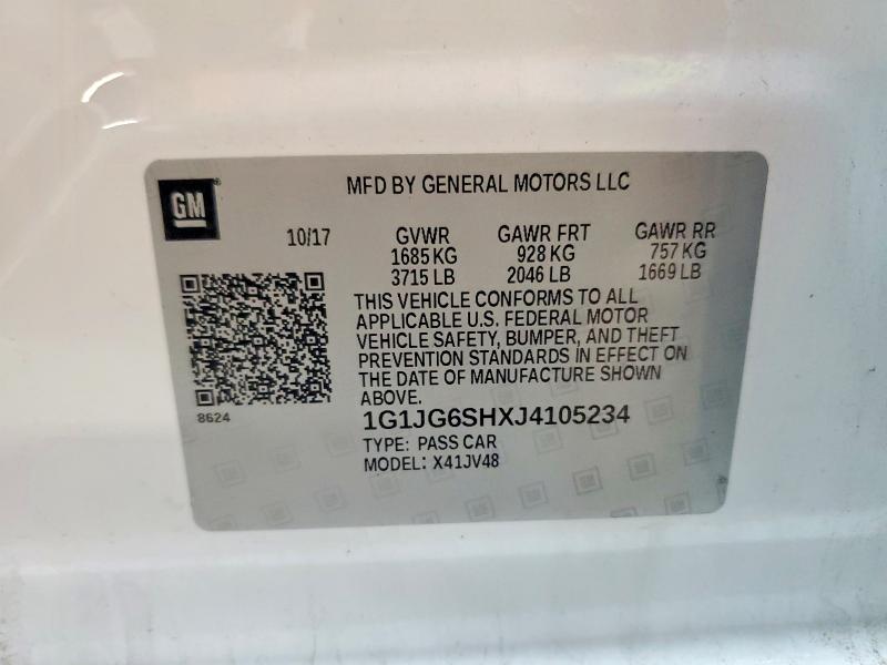 Продажа на аукционе авто 2018 Chevrolet Sonic, vin: 1G1JG6SHXJ4105234, номер лота: 47992706