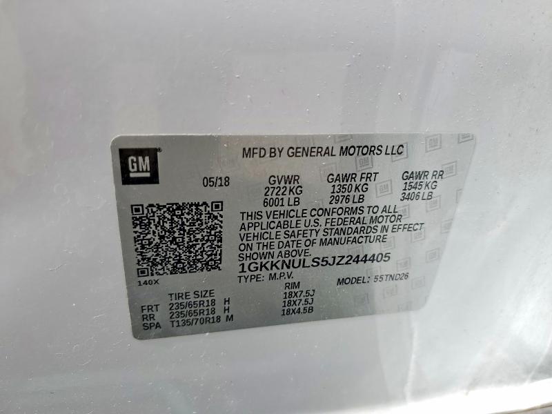 2018 Gmc Acadia მანქანა იყიდება აუქციონზე, vin: 1GKKNULS5JZ244405, აუქციონის ნომერი: 50570616