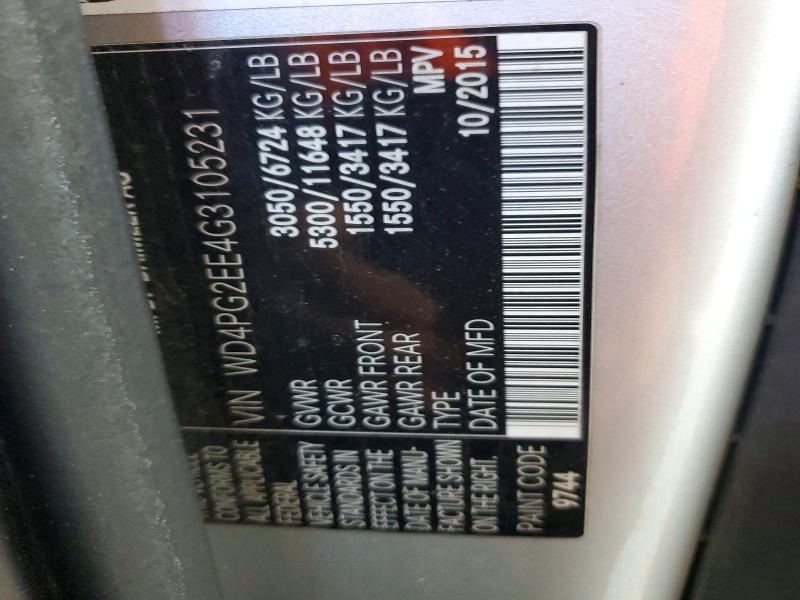 Aukcja sprzedaży 2016 Mercedes-benz Metris, vin: WD4PG2EE4G3105231, numer aukcji: 48985696