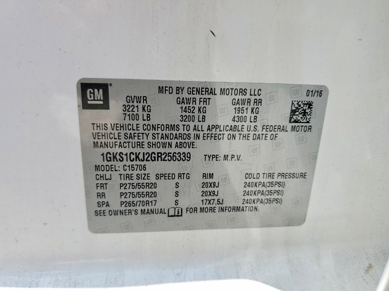 Aukcja sprzedaży 2016 Gmc Yukon, vin: 1GKS1CKJ2GR256339, numer aukcji: 51603846