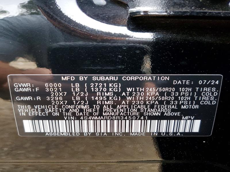 Aukcja sprzedaży 2024 Subaru Ascent, vin: 4S4WMARD8R3450741, numer aukcji: 48961996