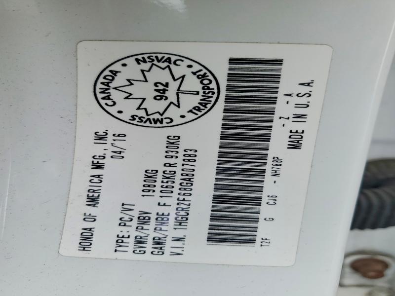 Продаж на аукціоні авто 2016 Honda Accord, vin: 1HGCR2F68GA807883, номер лоту: 48311186