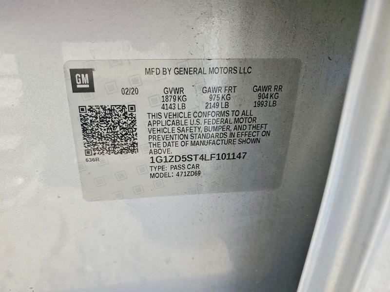 Aukcja sprzedaży 2020 Chevrolet Malibu, vin: 1G1ZD5ST4LF101147, numer aukcji: 50560606
