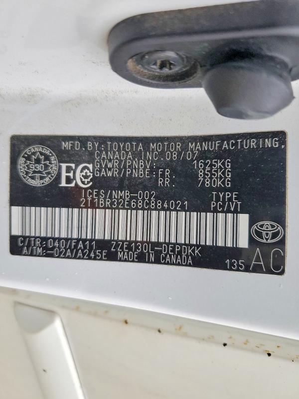 Продажа на аукционе авто 2008 Toyota Corolla, vin: 2T1BR32E68C884021, номер лота: 49019946
