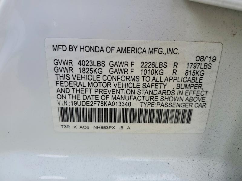 Aukcja sprzedaży 2019 Acura Ilx, vin: 19UDE2F78KA013340, numer aukcji: 48291446