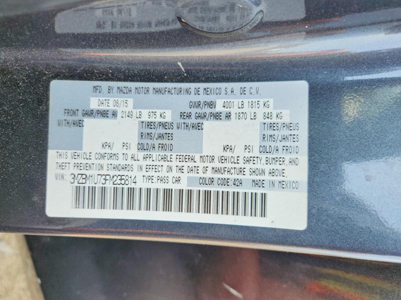 50163246 :رقم المزاد ، 3MZBM1U73FM235814 vin ، 2015 Mazda 3 مزاد بيع