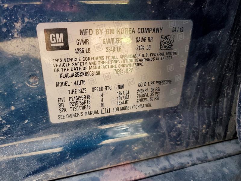 Aukcja sprzedaży 2019 Buick Encore, vin: KL4CJASBXKB908150, numer aukcji: 48993636