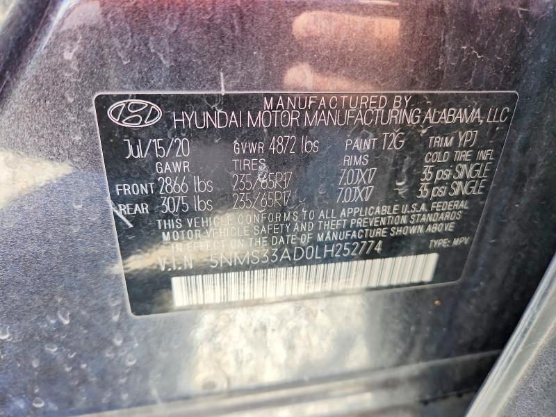 Продажа на аукционе авто 2020 Hyundai Santa Fe, vin: 5NMS33AD0LH252774, номер лота: 48812456