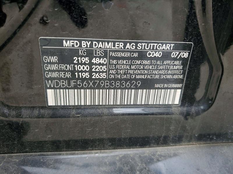 49876516 :رقم المزاد ، WDBUF56X79B383629 vin ، 2009 Mercedes-benz E مزاد بيع