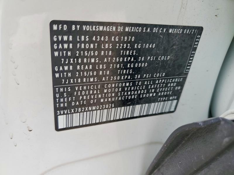 Продажа на аукционе авто 2022 Volkswagen Taos, vin: 3VVLX7B2XNM023825, номер лота: 48282636