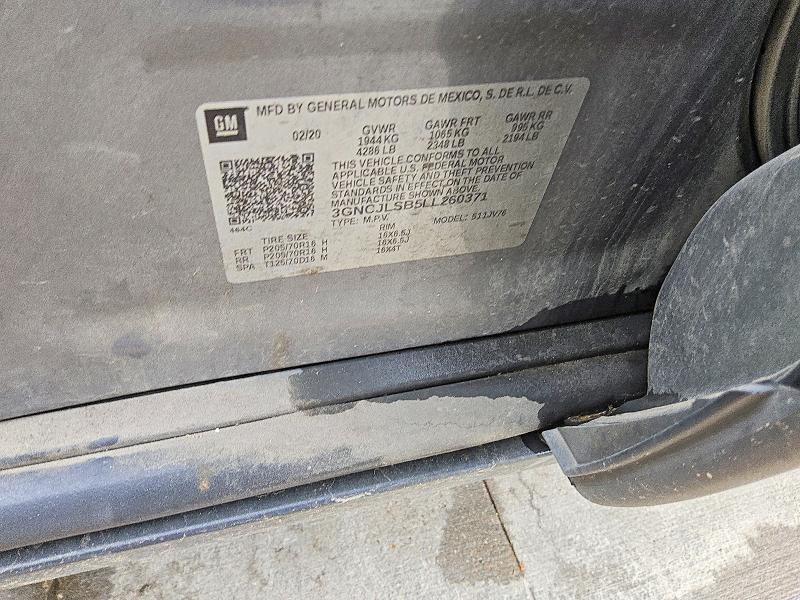 2020 Chevrolet Trax მანქანა იყიდება აუქციონზე, vin: 3GNCJLSB5LL260371, აუქციონის ნომერი: 51263376