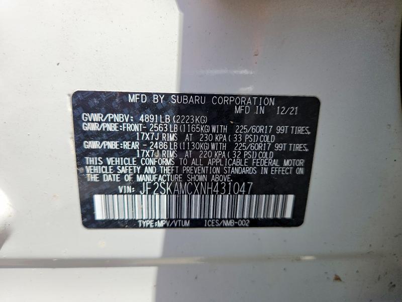 Продаж на аукціоні авто 2022 Subaru Forester, vin: JF2SKAMCXNH431047, номер лоту: 51805776