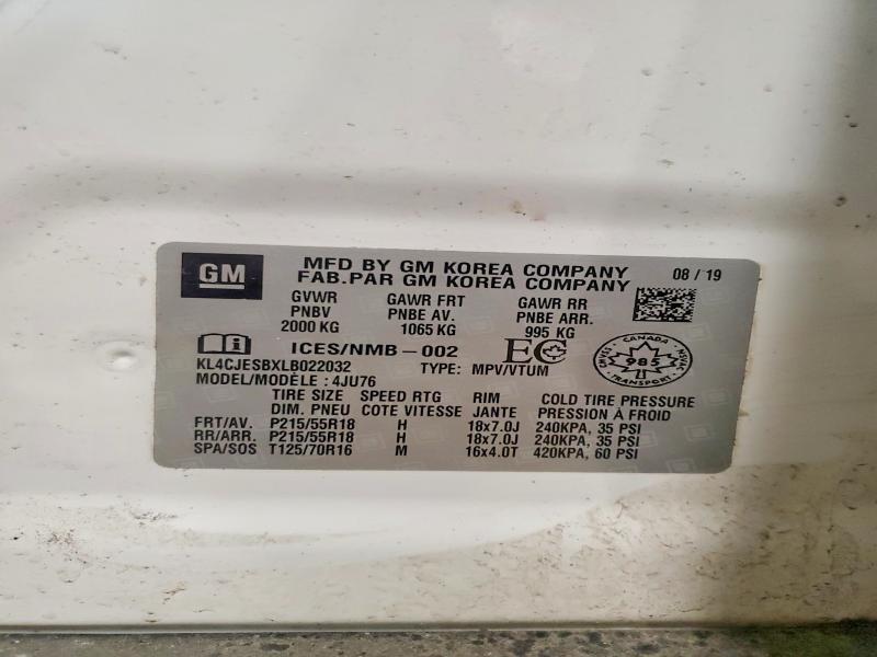 Aukcja sprzedaży 2020 Buick Encore, vin: KL4CJESBXLB022032, numer aukcji: 52212456