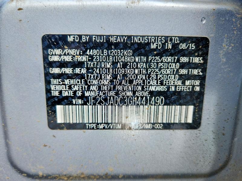 Продаж на аукціоні авто 2016 Subaru Forester, vin: JF2SJADC3GH441490, номер лоту: 48311496