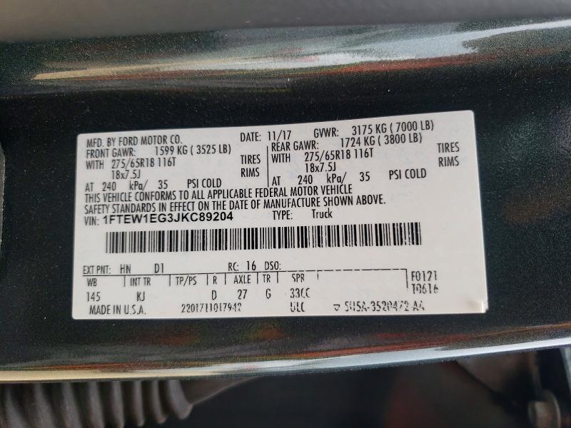 51077096 :رقم المزاد ، 1FTEW1EG3JKC89204 vin ، 2018 Ford F150 مزاد بيع