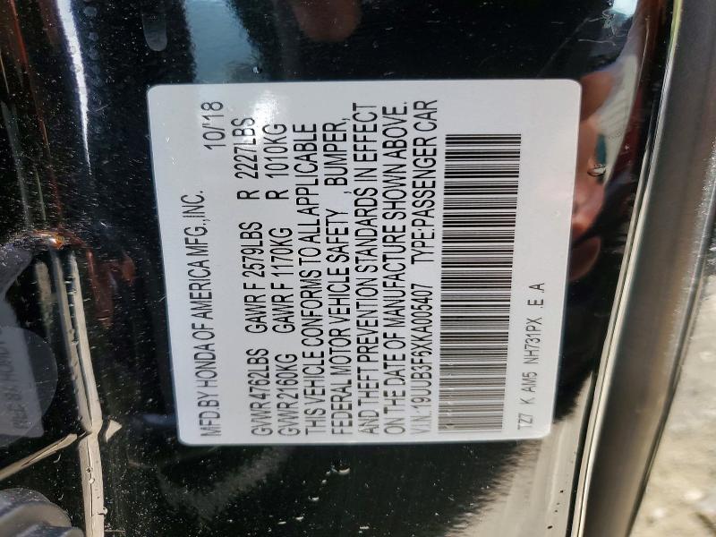 51323166 :رقم المزاد ، 19UUB3F6XKA005407 vin ، 2019 Acura Tlx مزاد بيع