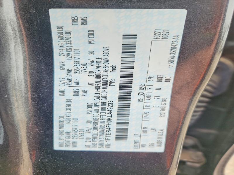 2019 Ford Ranger მანქანა იყიდება აუქციონზე, vin: 1FTER4FH0KLA49233, აუქციონის ნომერი: 47140626