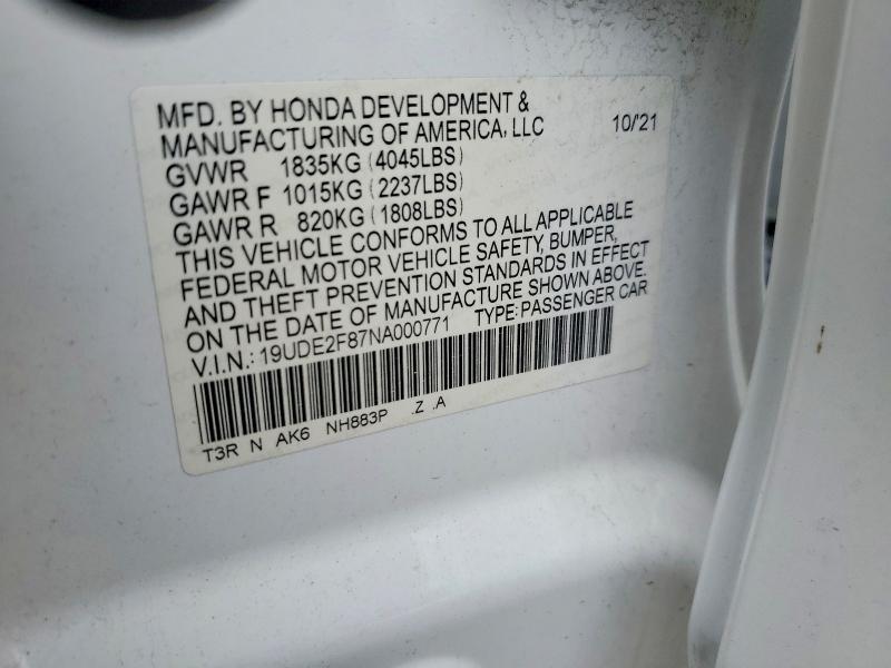 Aukcja sprzedaży 2022 Acura Ilx, vin: 19UDE2F87NA000771, numer aukcji: 49663486