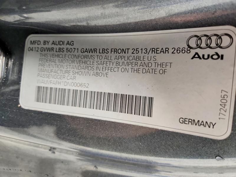 48324526 :رقم المزاد ، WAUVFAFH1DN000652 vin ، 2013 Audi A5 مزاد بيع
