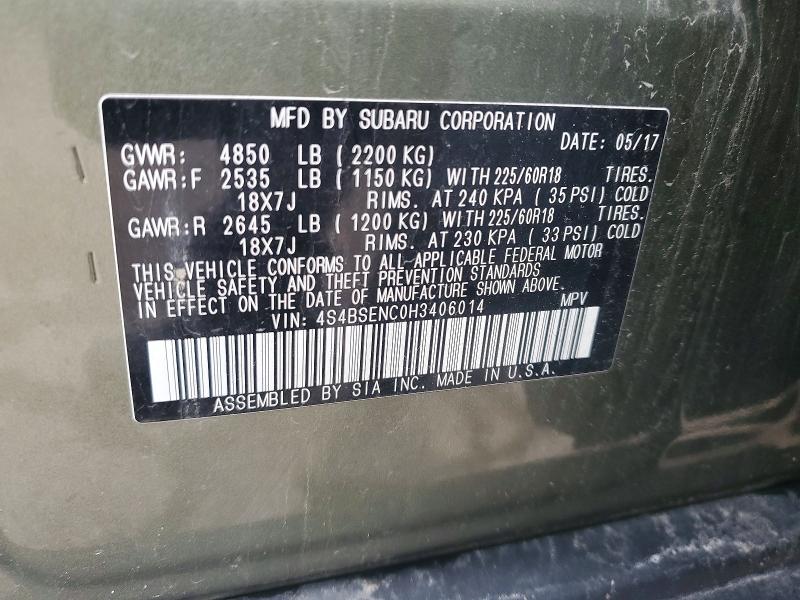Продажа на аукционе авто 2017 Subaru Outback, vin: 4S4BSENC0H3406014, номер лота: 51413716