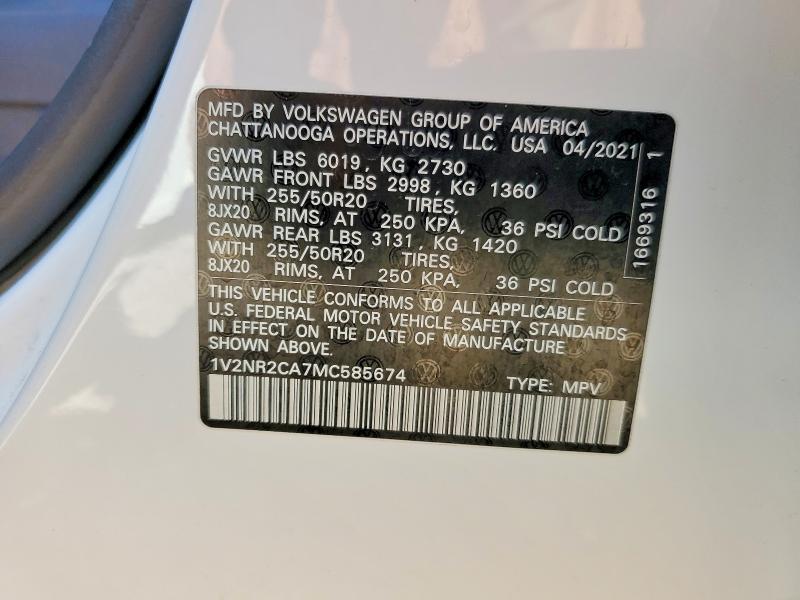 Aukcja sprzedaży 2021 Volkswagen Atlas, vin: 1V2NR2CA7MC585674, numer aukcji: 50355326