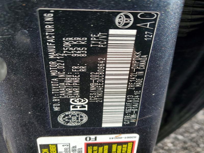 Aukcja sprzedaży 2012 Toyota Matrix, vin: 2T1KU4EE3CC809642, numer aukcji: 50396756