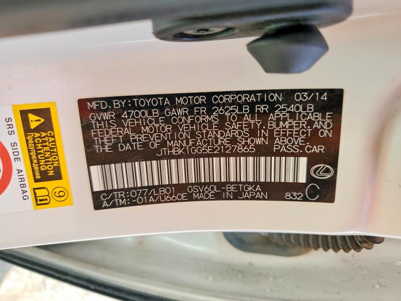 48412566 :رقم المزاد ، JTHBK1GG5E2127865 vin ، 2014 Lexus Es 350 مزاد بيع