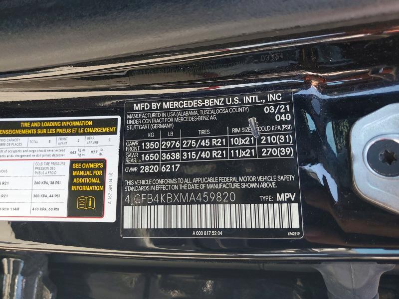Продажа на аукционе авто 2021 Mercedes-benz Gle, vin: 4JGFB4KBXMA459820, номер лота: 50849726