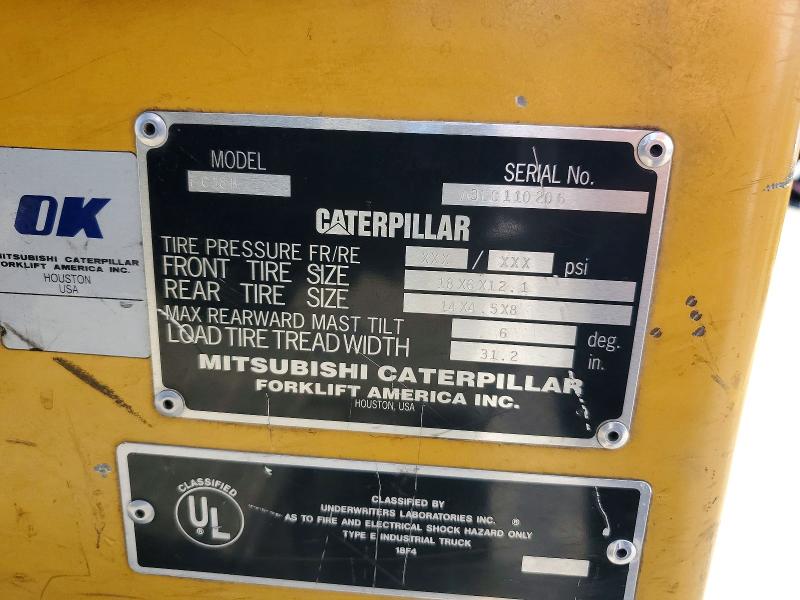 2002 Caterillar Forklift მანქანა იყიდება აუქციონზე, vin: A3EC110206, აუქციონის ნომერი: 51612776