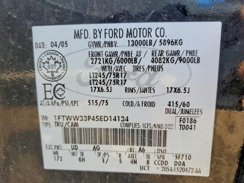 2005 Ford F350 მანქანა იყიდება აუქციონზე, vin: 1FTWW33P45ED14134, აუქციონის ნომერი: 51664946