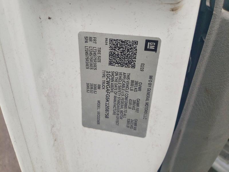 50711726 :رقم المزاد ، 1GCWGAFG5K1208758 vin ، 2019 Chevrolet Express G2500 مزاد بيع